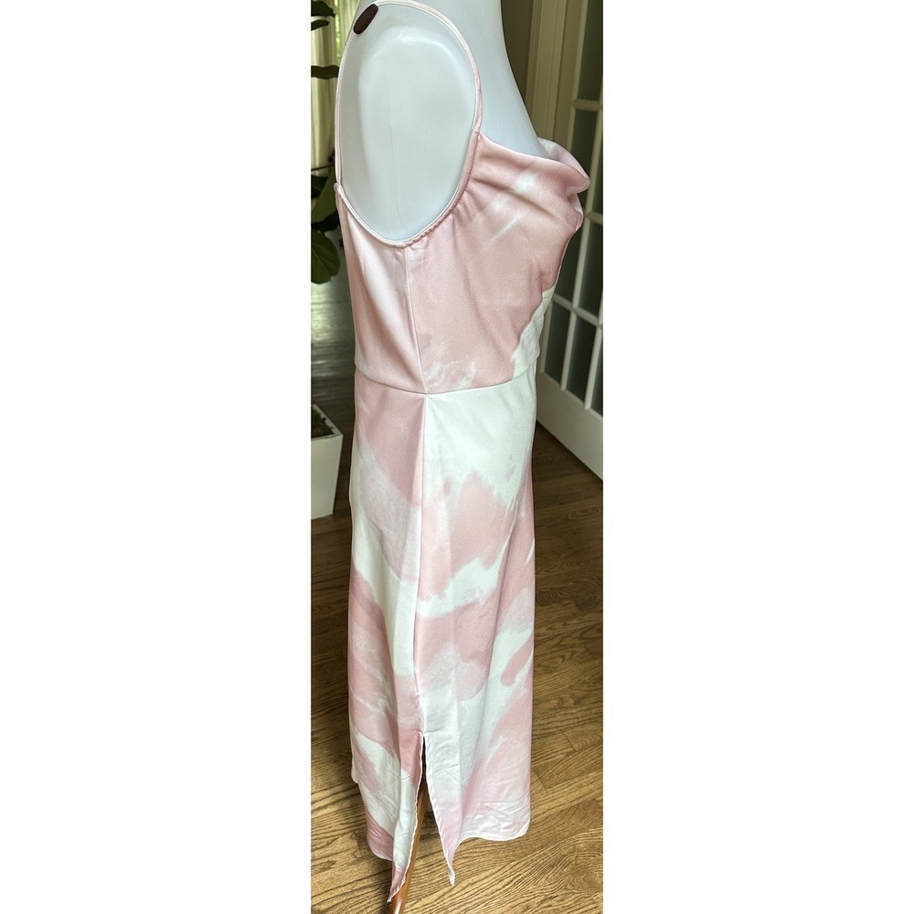 Taylor Cowl Neck Printed Satin Slip Dress Pink White Size 10 Midi Satin NWT - Picture 8 of 11